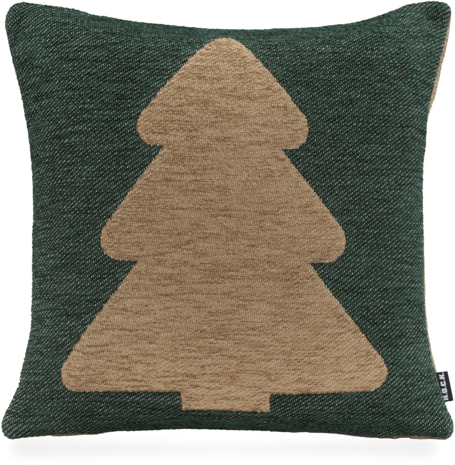 H.O.C.K. X-Mas Tree Tannenbaum Weihnachtskissen Leander Wendekissen 45x45cm col. 0 taupe / grün