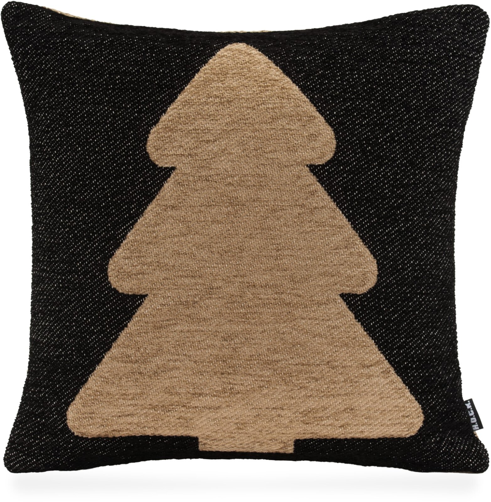 H.O.C.K. X-Mas Tree Tannenbaum Weihnachtskissen Leander Wendekissen 45x45cm col. C1 taupe / schwarz