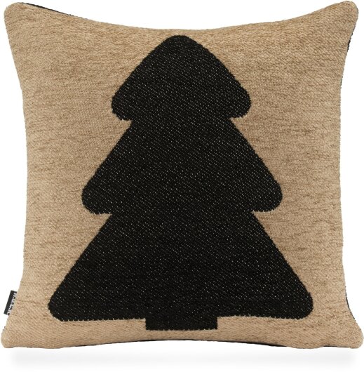 H.O.C.K. X-Mas Tree Tannenbaum Weihnachtskissen Leander Wendekissen 40x40cm col. C1 taupe / schwarz