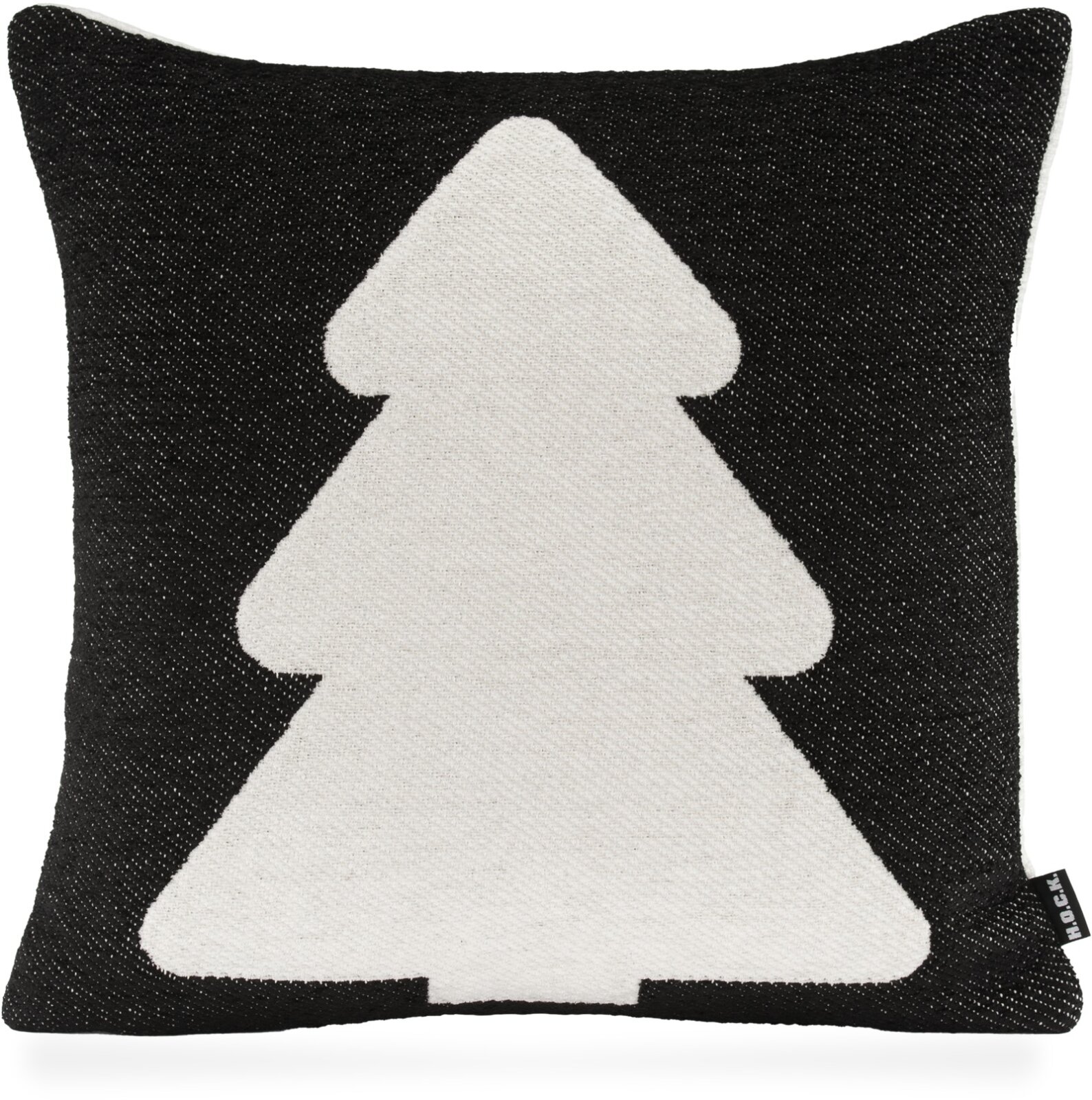 H.O.C.K. X-Mas Tree Tannenbaum Weihnachtskissen Leander Wendekissen 45x45cm col. 06 schwarz / weiß