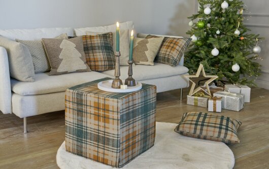 H.O.C.K. X-Mas Tree Tannenbaum Weihnachtskissen Leander Wendekissen 40x40cm col.10 beige / braun