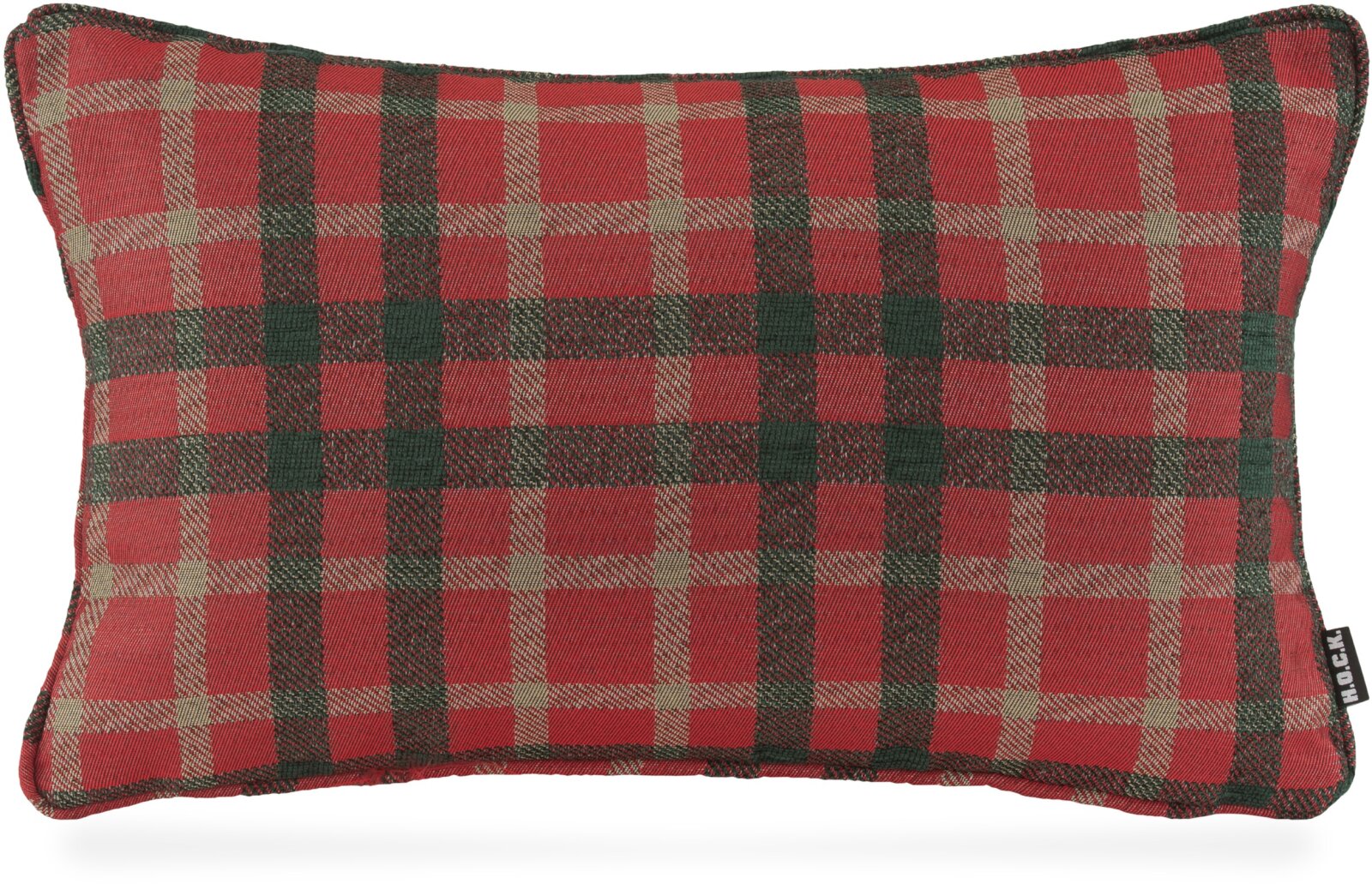 H.O.C.K. Charles Kissen mit Keder 50x30cm kariert col. 02 rot / dunkelgrün very british
