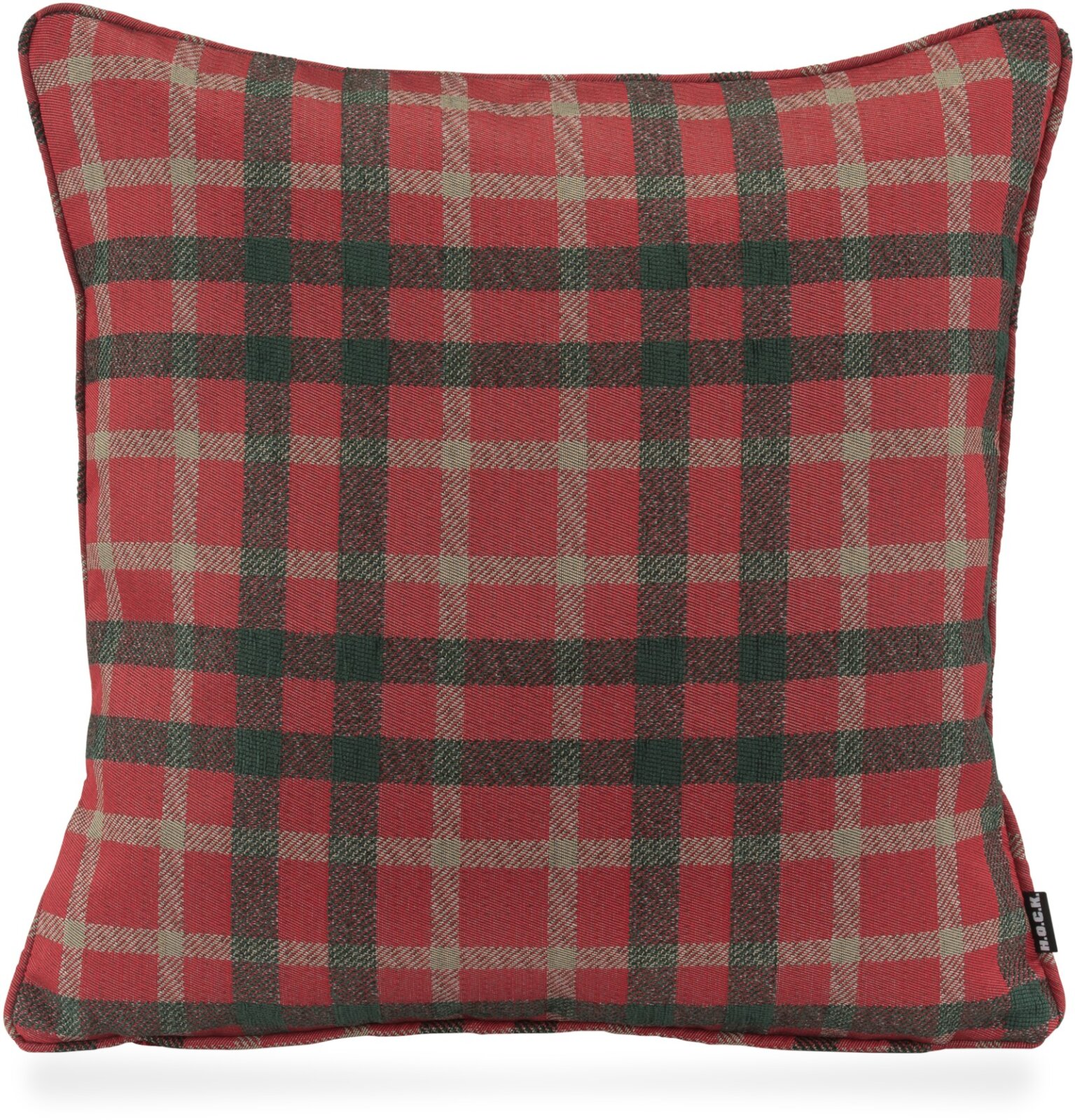 H.O.C.K. Charles Kissen mit Keder 50x50cm kariert col. 02 rot / dunkelgrün very british