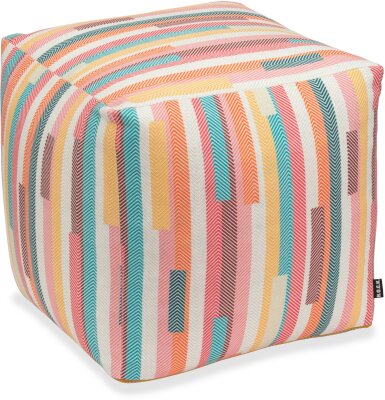 H.O.C.K. Espen Bean Cube Pouf 40x40x40cm rot bunt col. 03