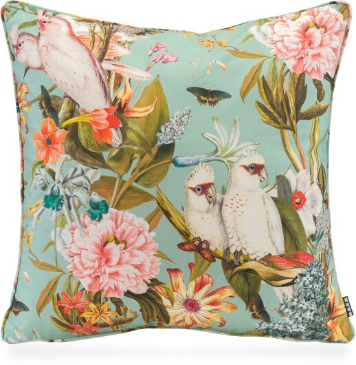 H.O.C.K. Botanic - Oaky Wendekissen mit Keder 50x50cm col. 03 mint aqua Vögel Blumen very british