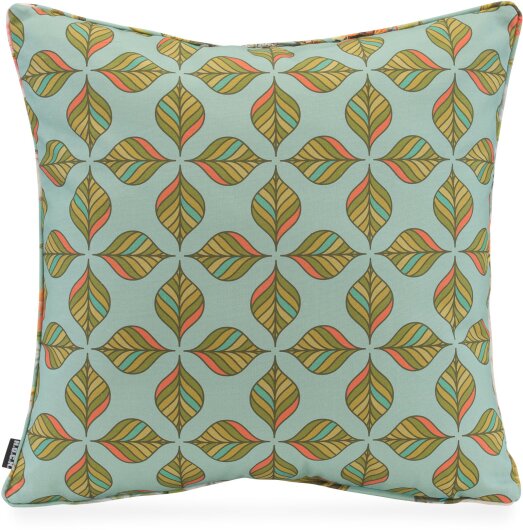 H.O.C.K. Botanic - Oaky Wendekissen mit Keder 50x50cm col. 03 mint aqua Vögel Blumen very british