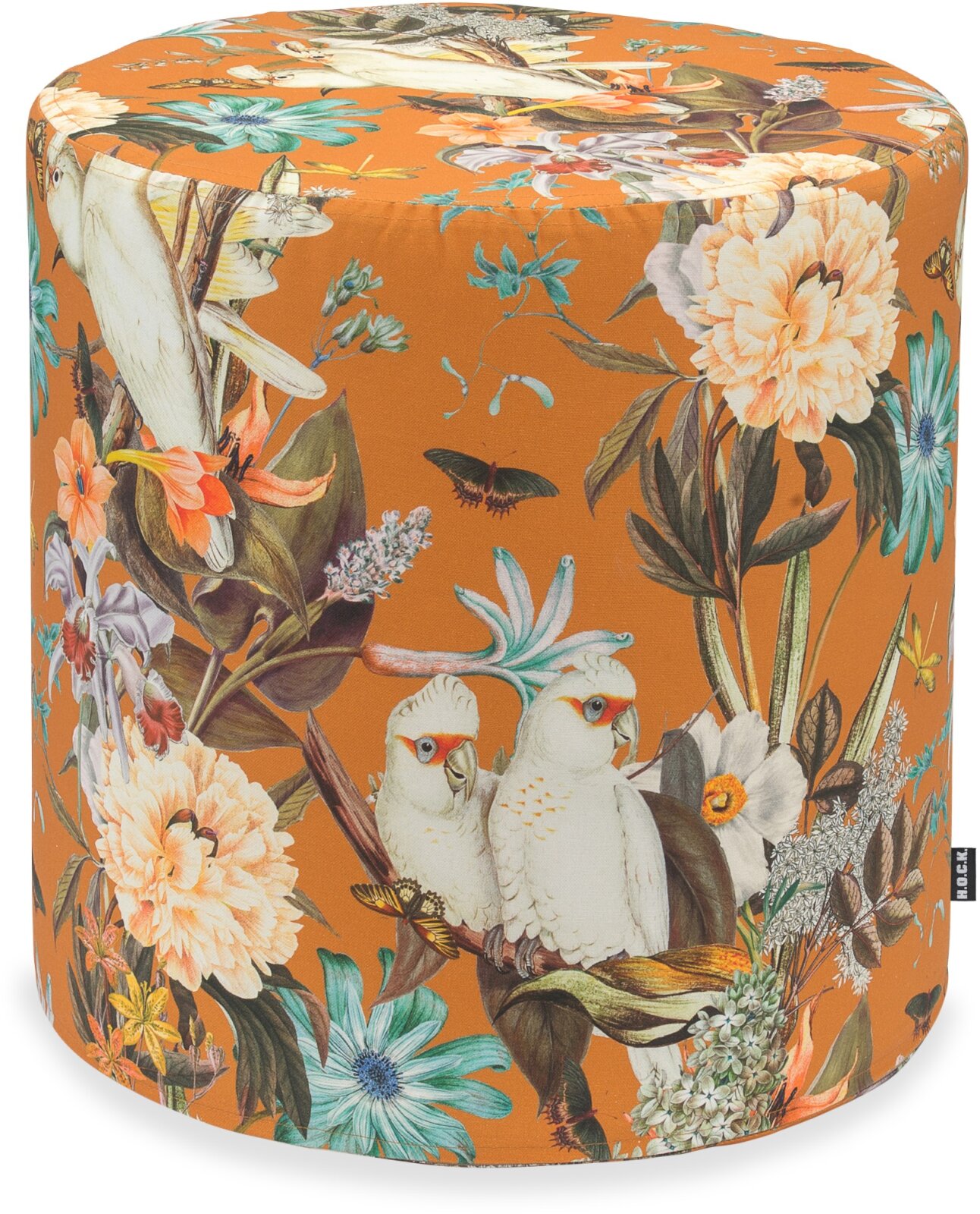H.O.C.K. Botanic Hocker rund ø45x45cm col. 05 camel terra Vögel Blumen very british