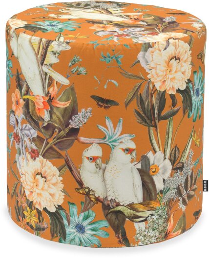H.O.C.K. Botanic Hocker rund ø45x45cm col. 05 camel terra Vögel Blumen very british