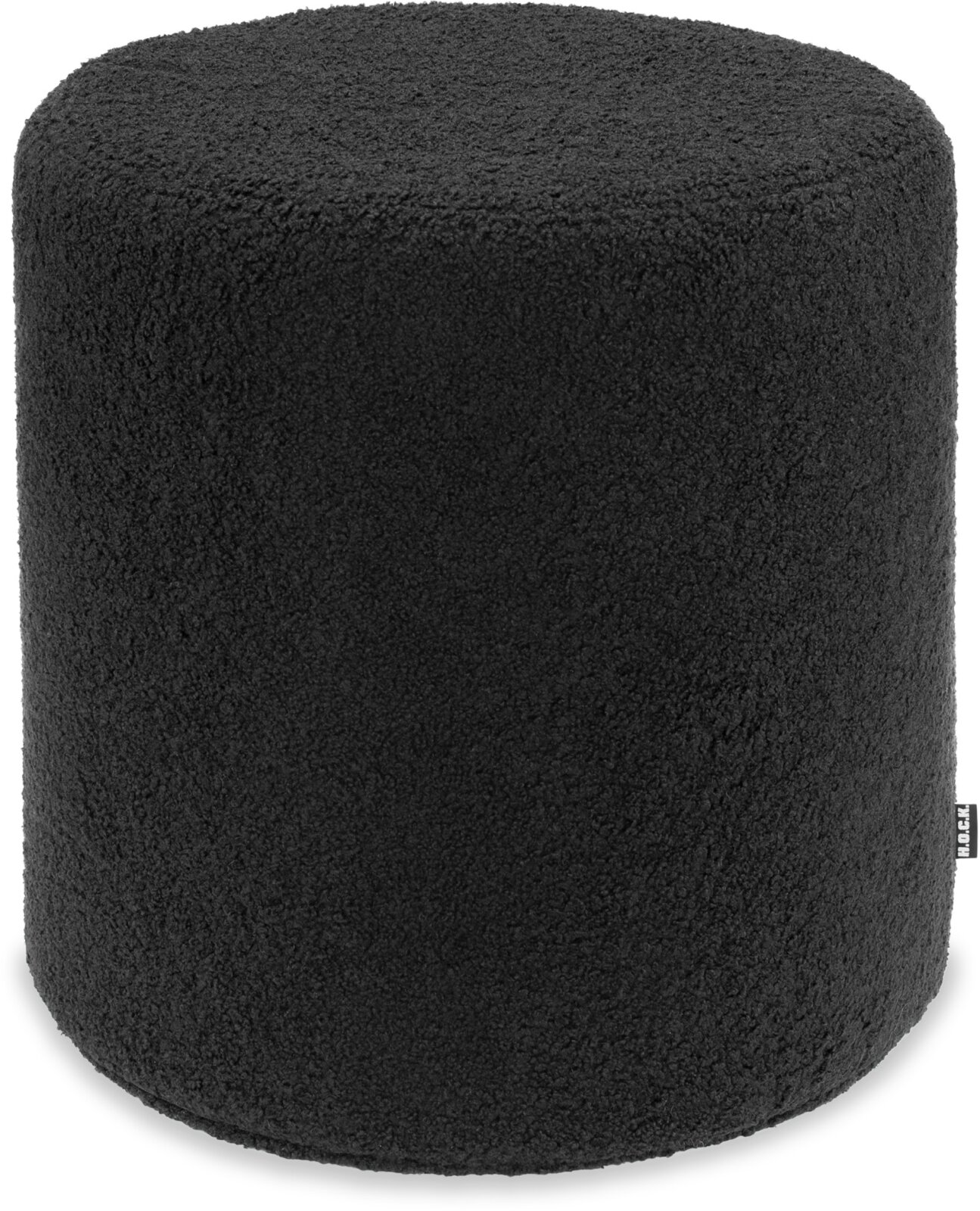 H.O.C.K. Fino Hocker rund Pouf Teddystoff Bouclé ø45x45cm schwarz Plüsch