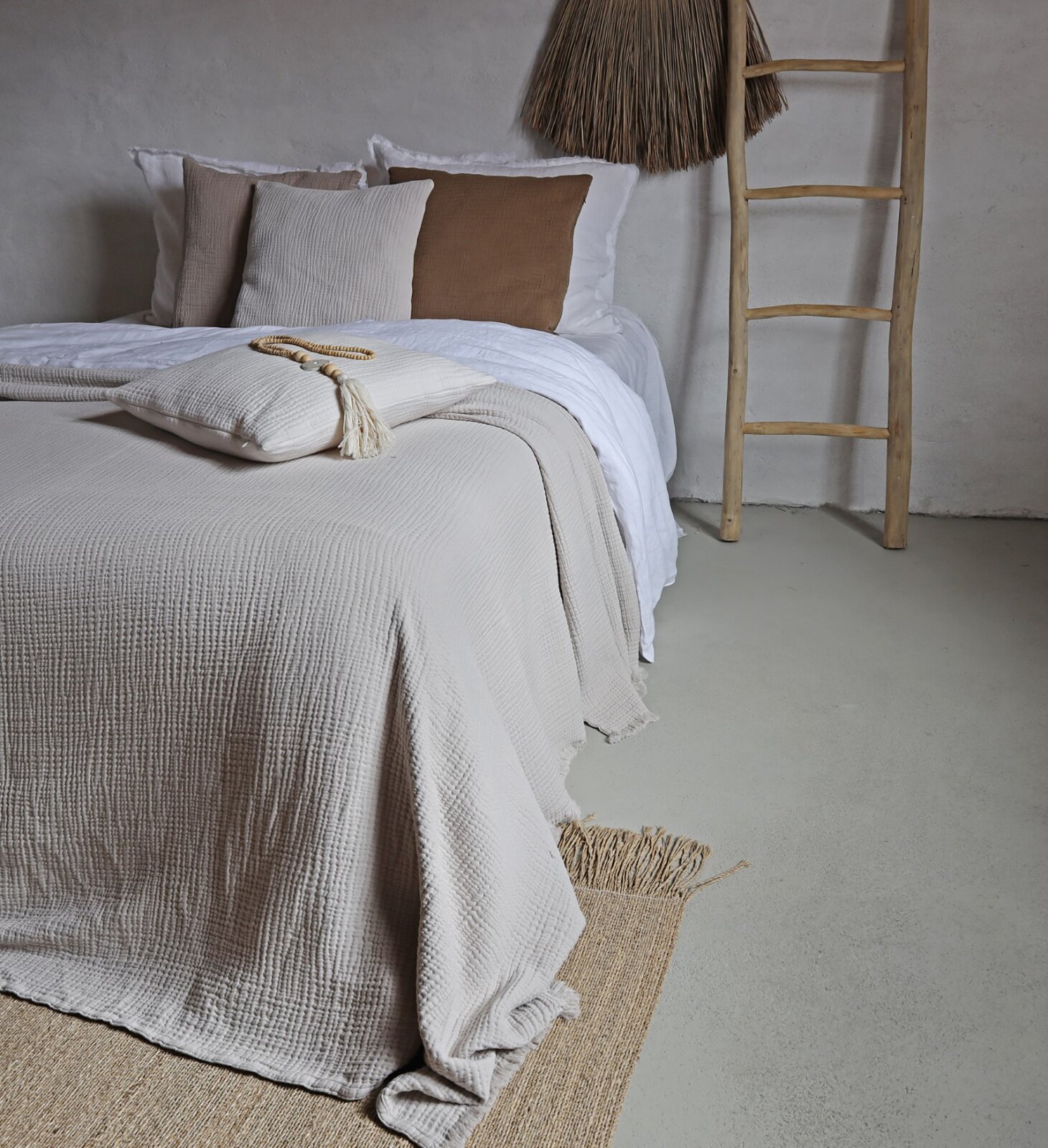 HOMYLINE Puglia Tagesdecke ca. 130x260cm offwhite weiß