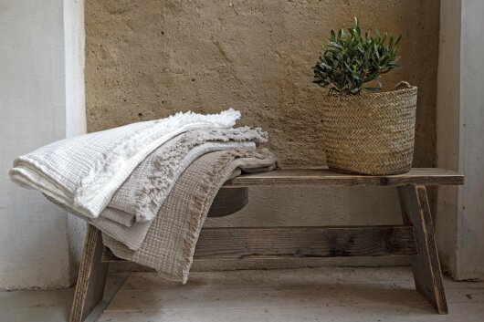 HOMYLINE Puglia Tagesdecke ca. 130x260cm offwhite weiß