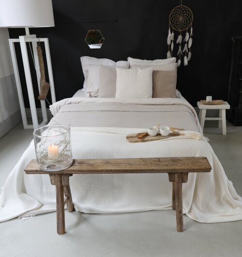 HOMYLINE Puglia Tagesdecke ca. 130x260cm offwhite weiß