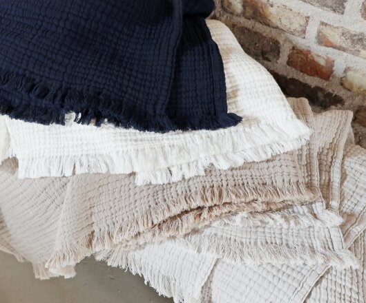 HOMYLINE Puglia Tagesdecke ca. 130x260cm offwhite weiß