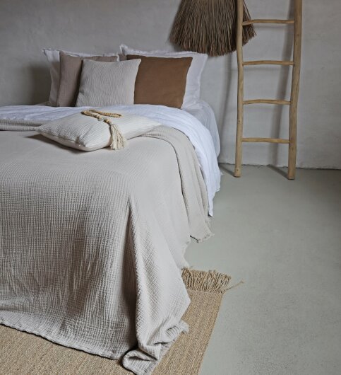 HOMYLINE Puglia Tagesdecke ca. 130x260cm offwhite weiß