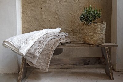 HOMYLINE Puglia Tagesdecke ca. 130x260cm offwhite weiß