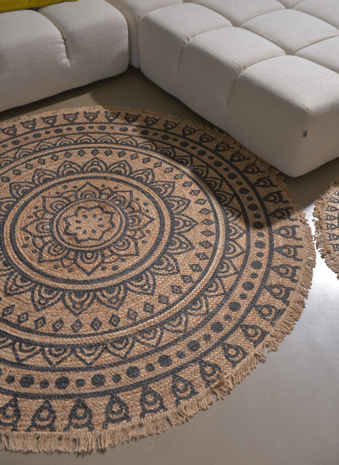 byRoom Jute Teppich Rug black natur rund in verschiedenen Größen