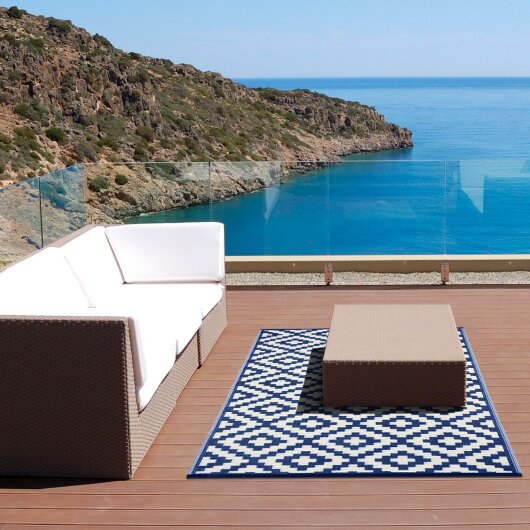 H.O.C.K. Outdoor Teppich Nirvana blue marine white in verschiedenen Größen
