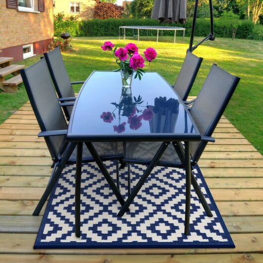 H.O.C.K. Outdoor Teppich Nirvana blue marine white in verschiedenen Größen