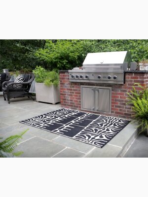 H.O.C.K. Outdoor Teppich Serowe black schwarz creme in verschiedenen Größen