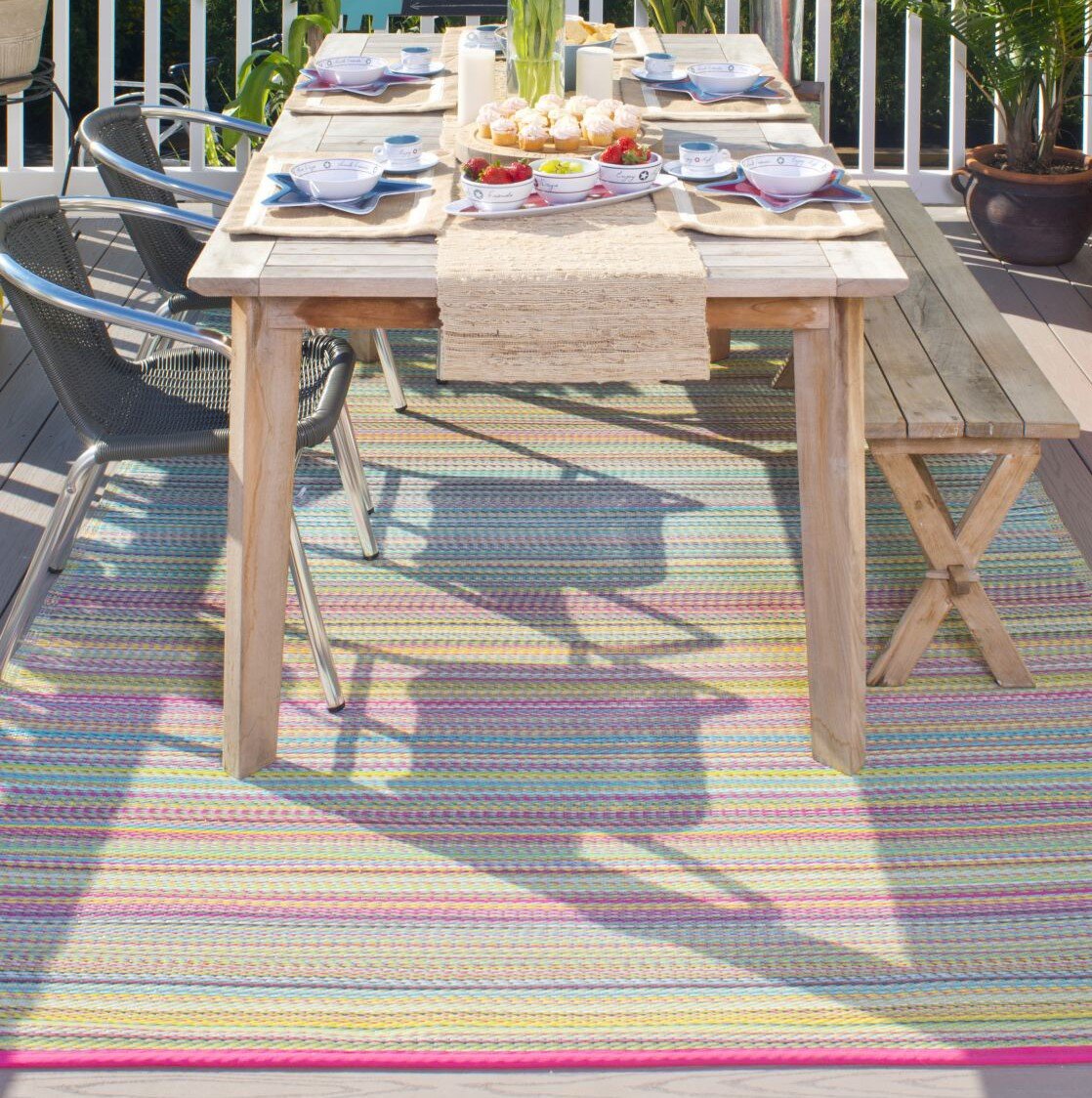 H.O.C.K. Outdoor Teppich Cancun candy multicolor bunt in verschiedenen Größen