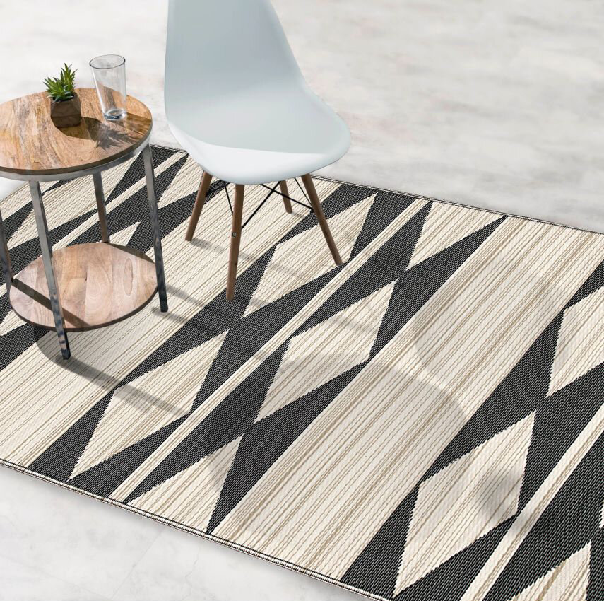 H.O.C.K. Outdoor Teppich Cairo black beige Geometric in verschiedenen Größen