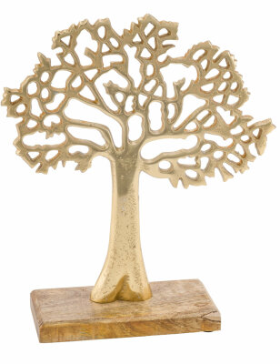 GHL Holzaussteller Alubaum Lebensbaum ca. 23x9x27cm Gold