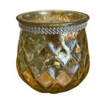 GHL Glasteelicht rund geriffelt ca. 9,5x9,5x8,5cm rosa...