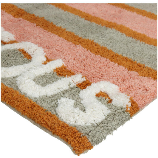 KRST Badematte " Hey Gorgeous" multi Streifen ca. 50x80x2cm rosa grau orange gestreift