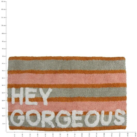 KRST Badematte " Hey Gorgeous" multi Streifen ca. 50x80x2cm rosa grau orange gestreift