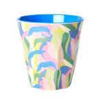 RICE Melamine Cup Tasse Becher medium Dschungel - Blau...