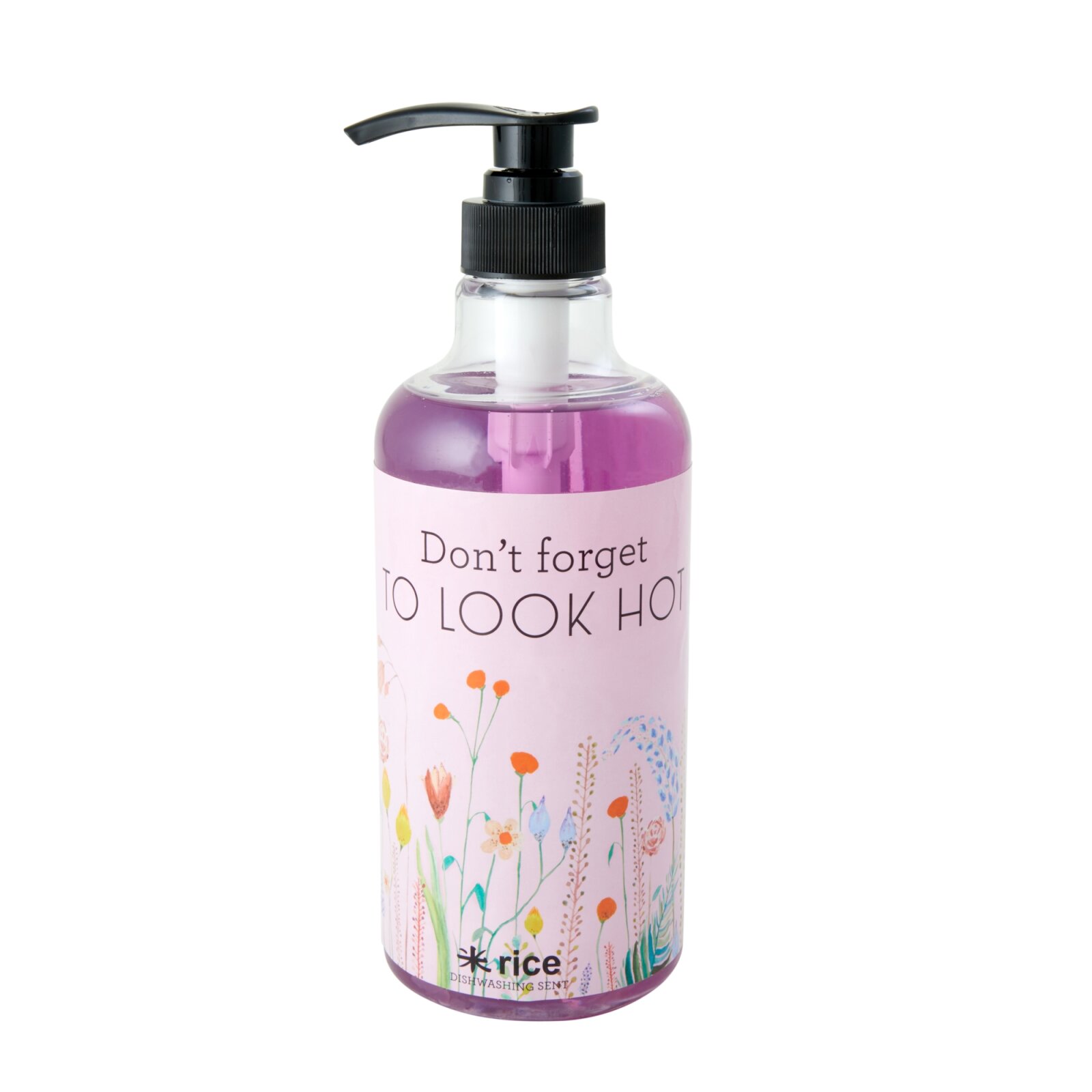 RICE Geschirrspülmittel "Don`t forget to look hot" lila mit Blumen 700ml