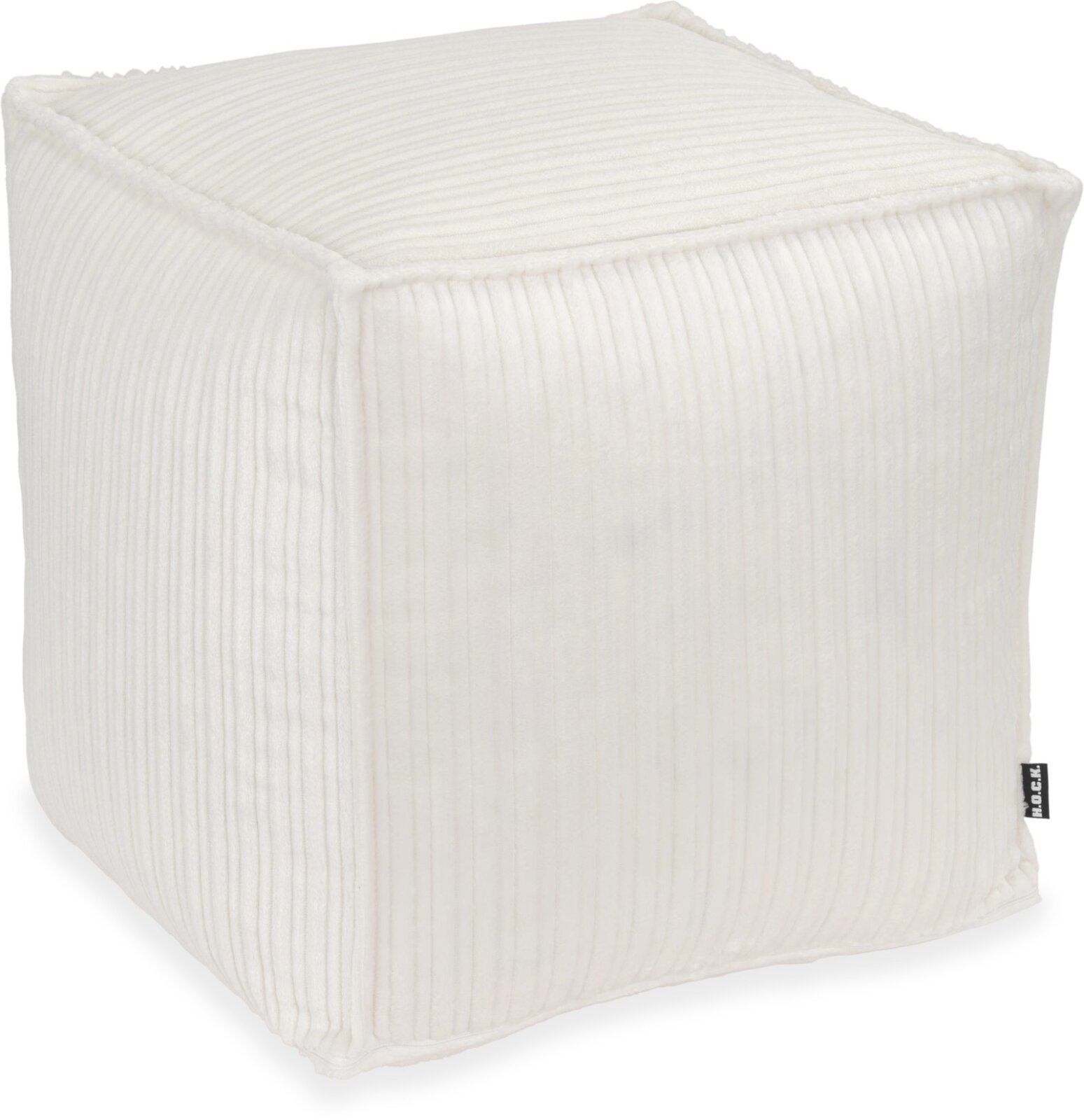 H.O.C.K. Precious Cord Bean Cube Hocker eckig Pouf 40x40x40cm mit Biese Cordsamt ecru weiß col. 001