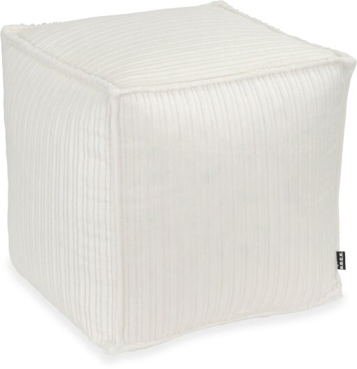 H.O.C.K. Precious Cord Bean Cube Hocker eckig Pouf 40x40x40cm mit Biese Cordsamt ecru weiß col. 001