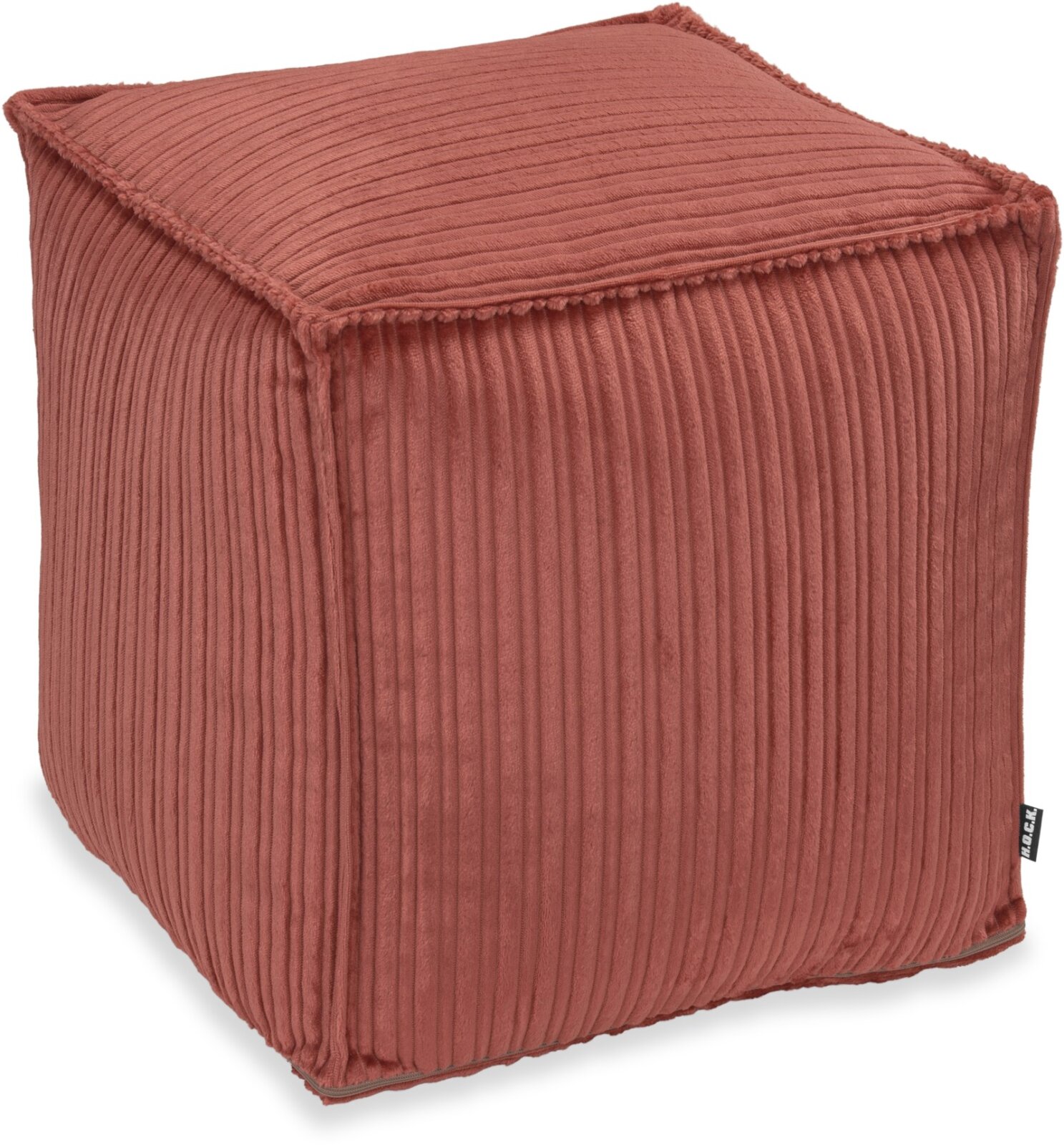H.O.C.K. Precious Cord Bean Cube Hocker eckig Pouf 40x40x40cm mit Biese Cordsamt altrosa col. 615