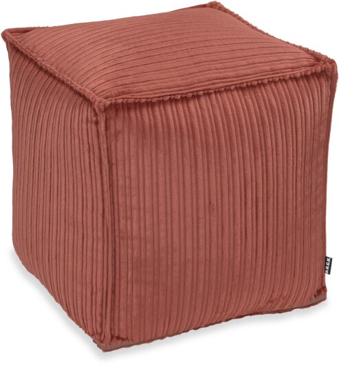 H.O.C.K. Precious Cord Bean Cube Hocker eckig Pouf 40x40x40cm mit Biese Cordsamt altrosa col. 615
