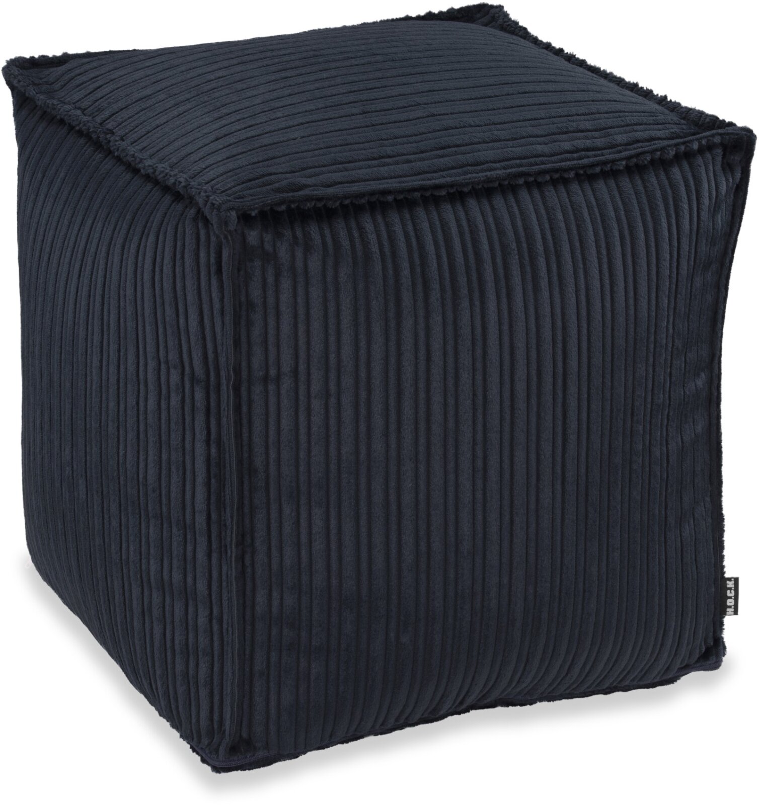 H.O.C.K. Precious Cord Bean Cube Hocker eckig Pouf 40x40x40cm mit Biese Cordsamt navy dunkelblau col. 666