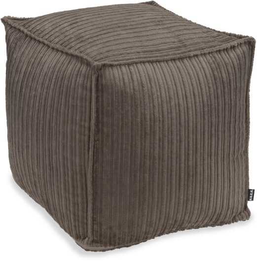H.O.C.K. Precious Cord Bean Cube Hocker eckig Pouf 40x40x40cm mit Biese Cordsamt braun schlamm col. 100