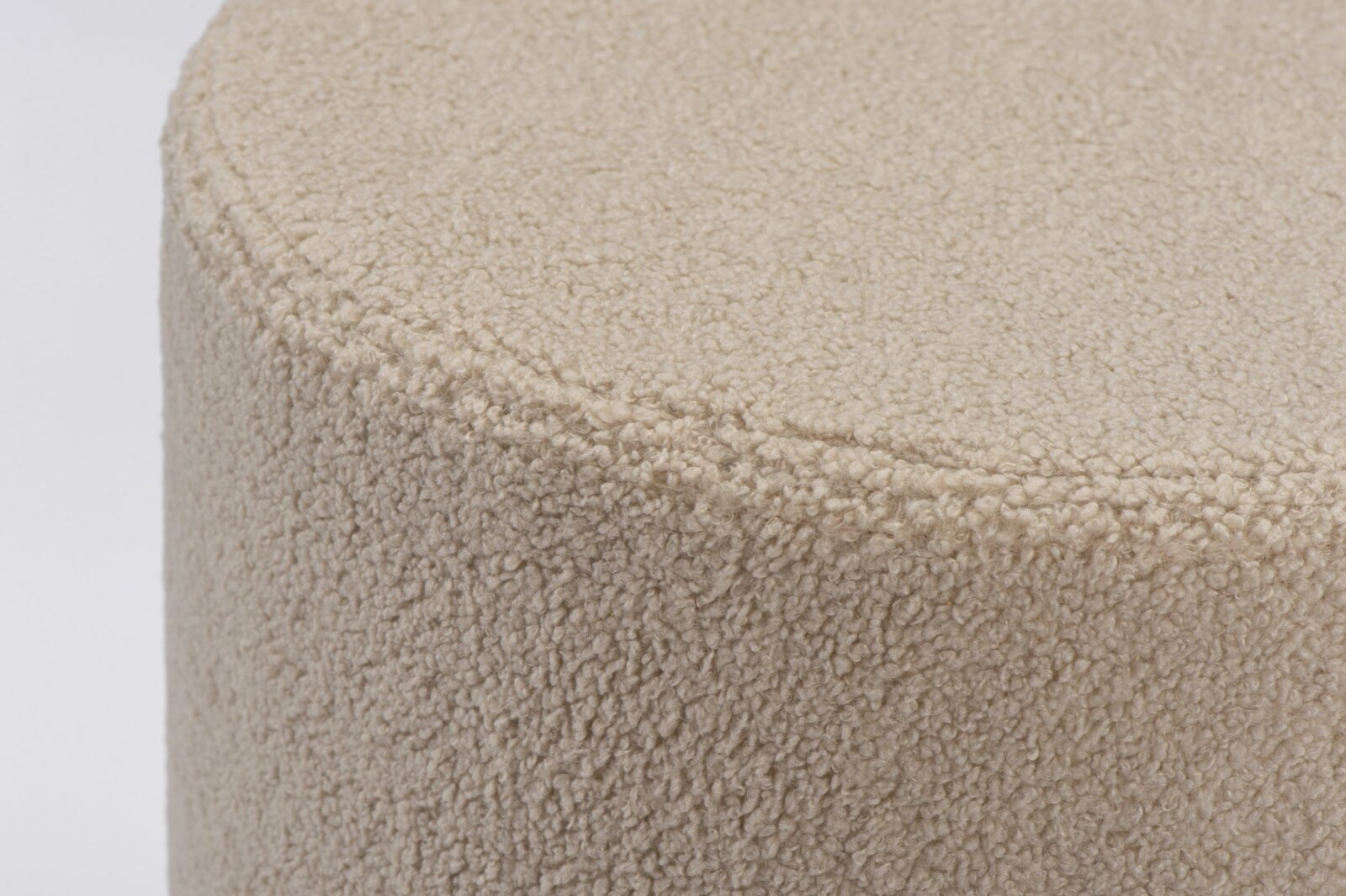 H.O.C.K. Fino Hocker rund Pouf Teddystoff Bouclé ø45x45cm beige-taupe Plüsch
