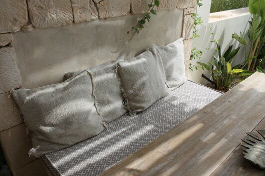 H.O.C.K. Marcal Outdoor + Indoor Kissen 50x50cm mit Fransen col. 03 beige in&out