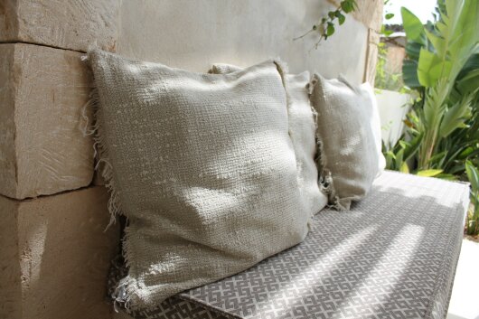 H.O.C.K. Marcal Outdoor + Indoor Kissen 50x50cm mit Fransen col. 03 beige in&out