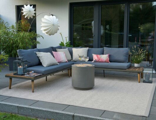 H.O.C.K. Marcal Outdoor + Indoor Kissen 50x50cm mit Fransen col. 03 beige in&out