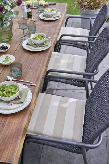 H.O.C.K. Turo Outdoor + Indoor Kissen 65x40cm mit Biese col. 2 beige taupe Blockstreifen in&out