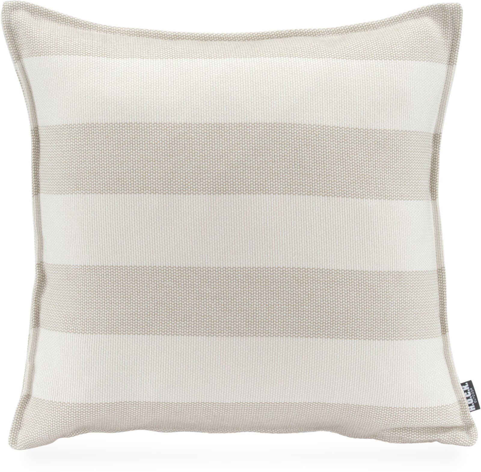 H.O.C.K. Turo Outdoor + Indoor Kissen 45x45cm mit Biese col. 2 beige taupe Blockstreifen in&out