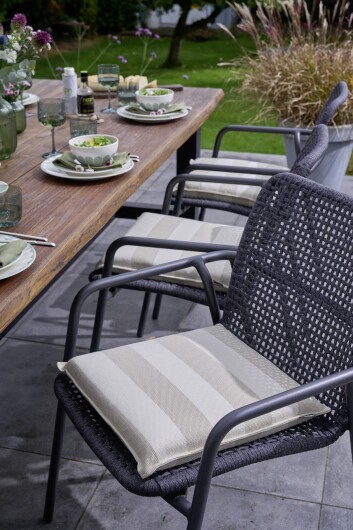 H.O.C.K. Turo Outdoor + Indoor Kissen 45x45cm mit Biese col. 2 beige taupe Blockstreifen in&out