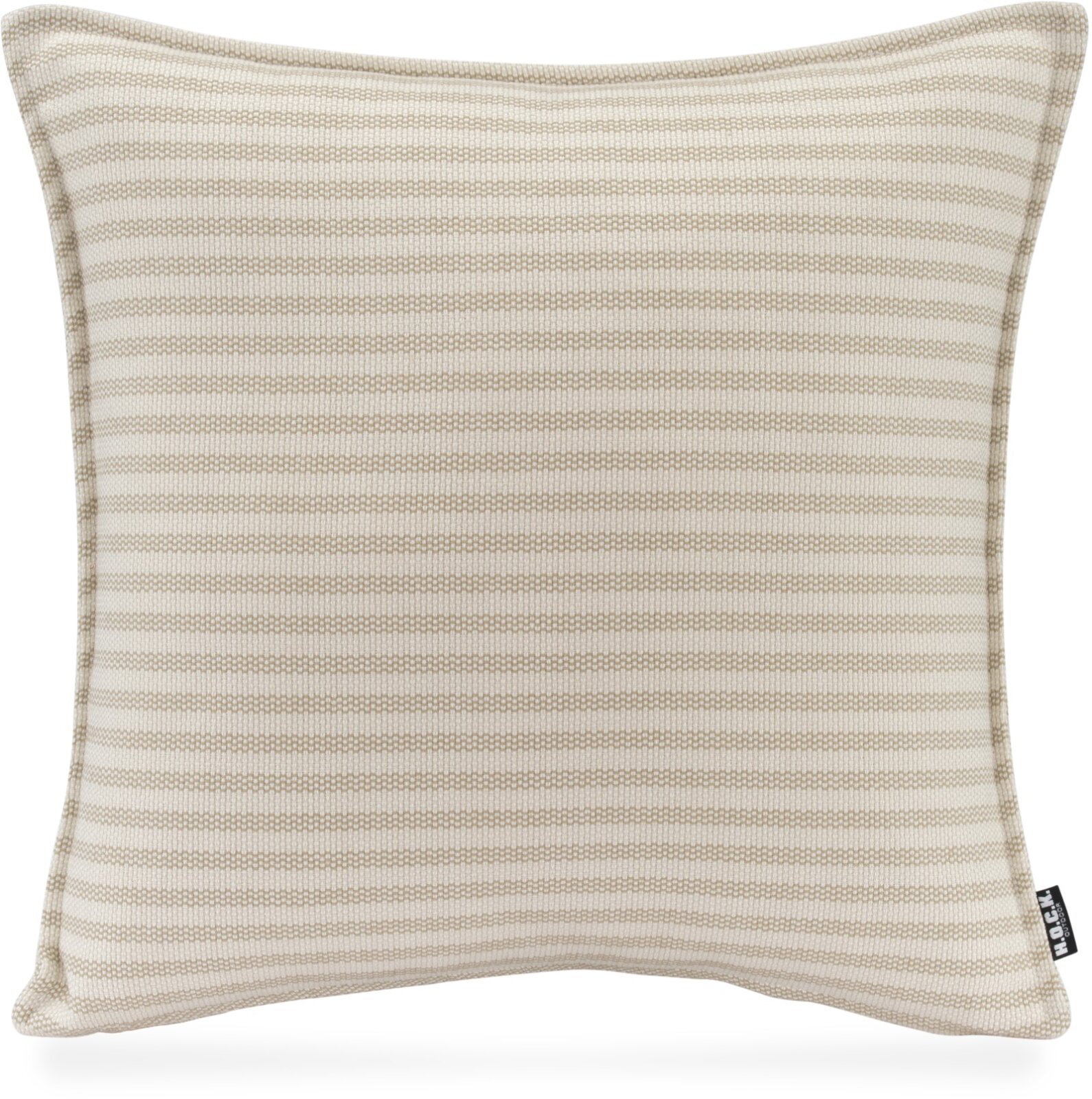 H.O.C.K. Nova Outdoor + Indoor Kissen 45x45cm mit Biese col. 2 beige taupe schmale Streifen in&out