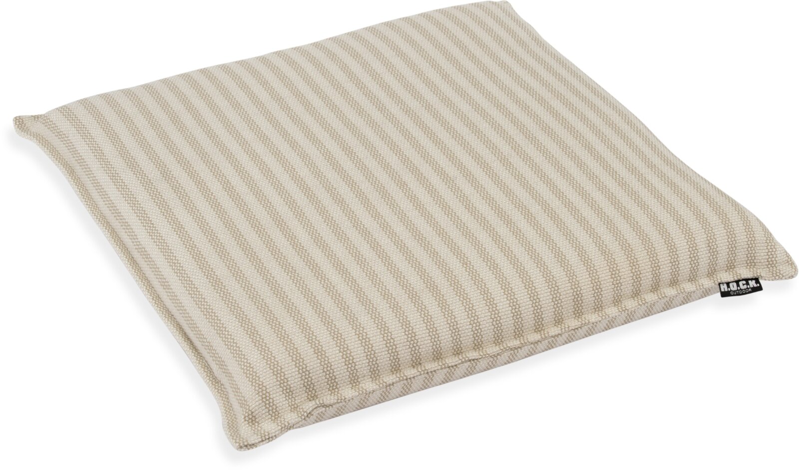 H.O.C.K. Nova Outdoor + Indoor Sitzkissen BLISS 40x40x6cm mit Biese col. 2 beige taupe schmale Streifen in&out