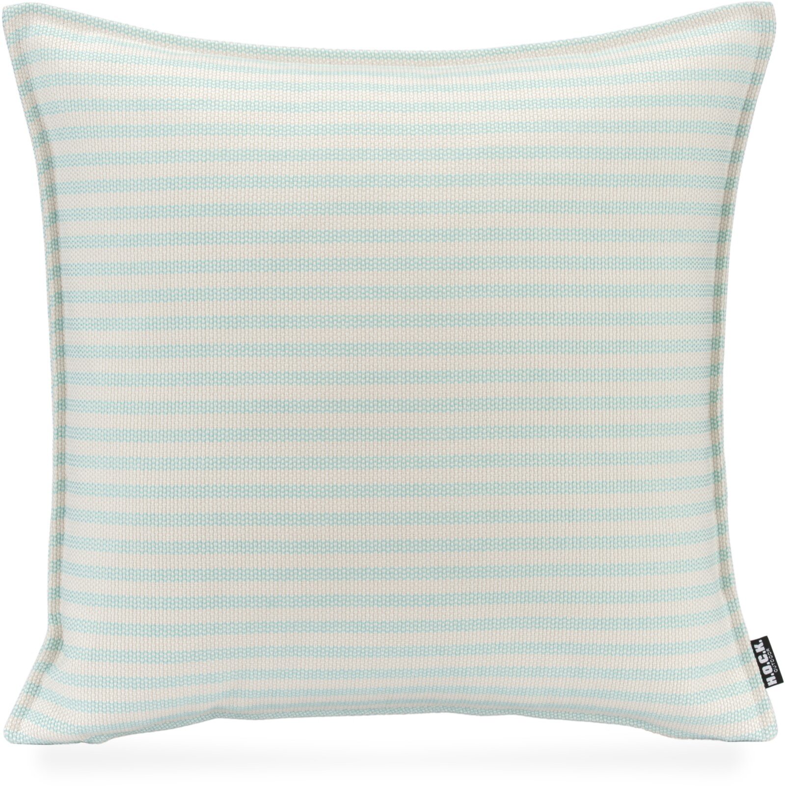 H.O.C.K. Nova Outdoor + Indoor Kissen 45x45cm mit Biese col. 8 beige türkis schmale Streifen in&out