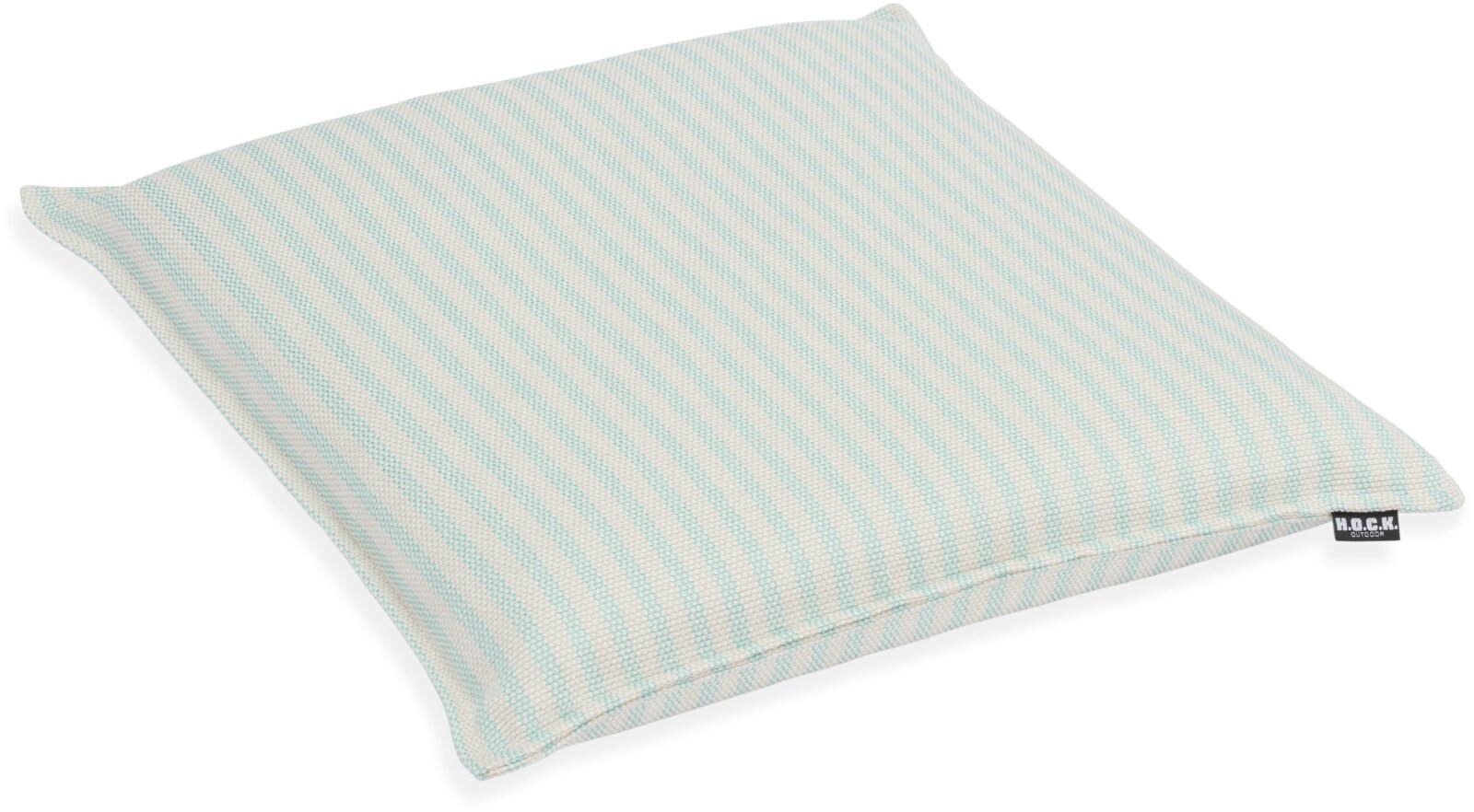 H.O.C.K. Nova Outdoor + Indoor Sitzkissen BLISS 40x40x6cm mit Biese col. 8 beige türkis schmale Streifen in&out