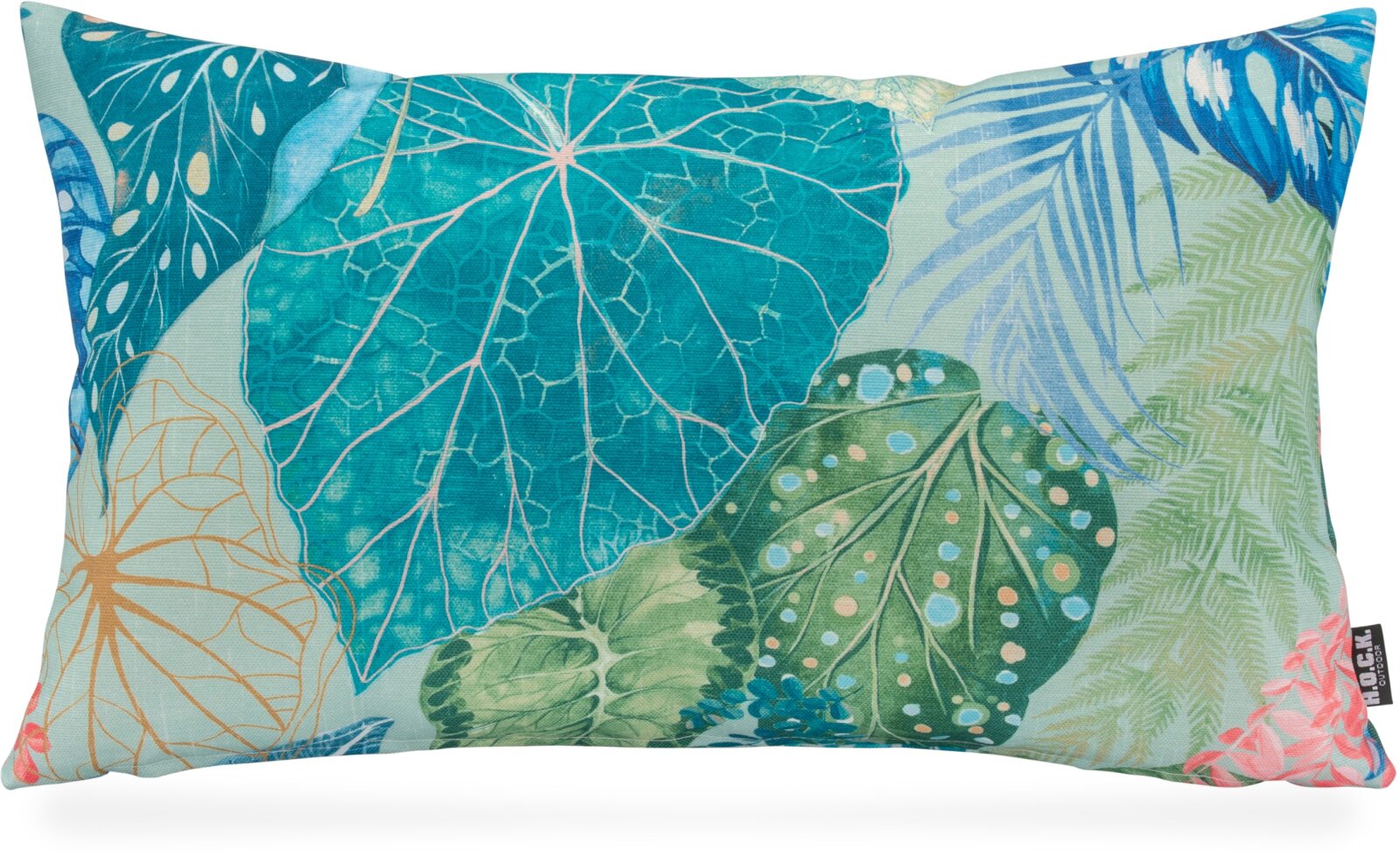 H.O.C.K. Bora Outdoor Kissen 50x30cm col. 03 aqua grün blau floral allover