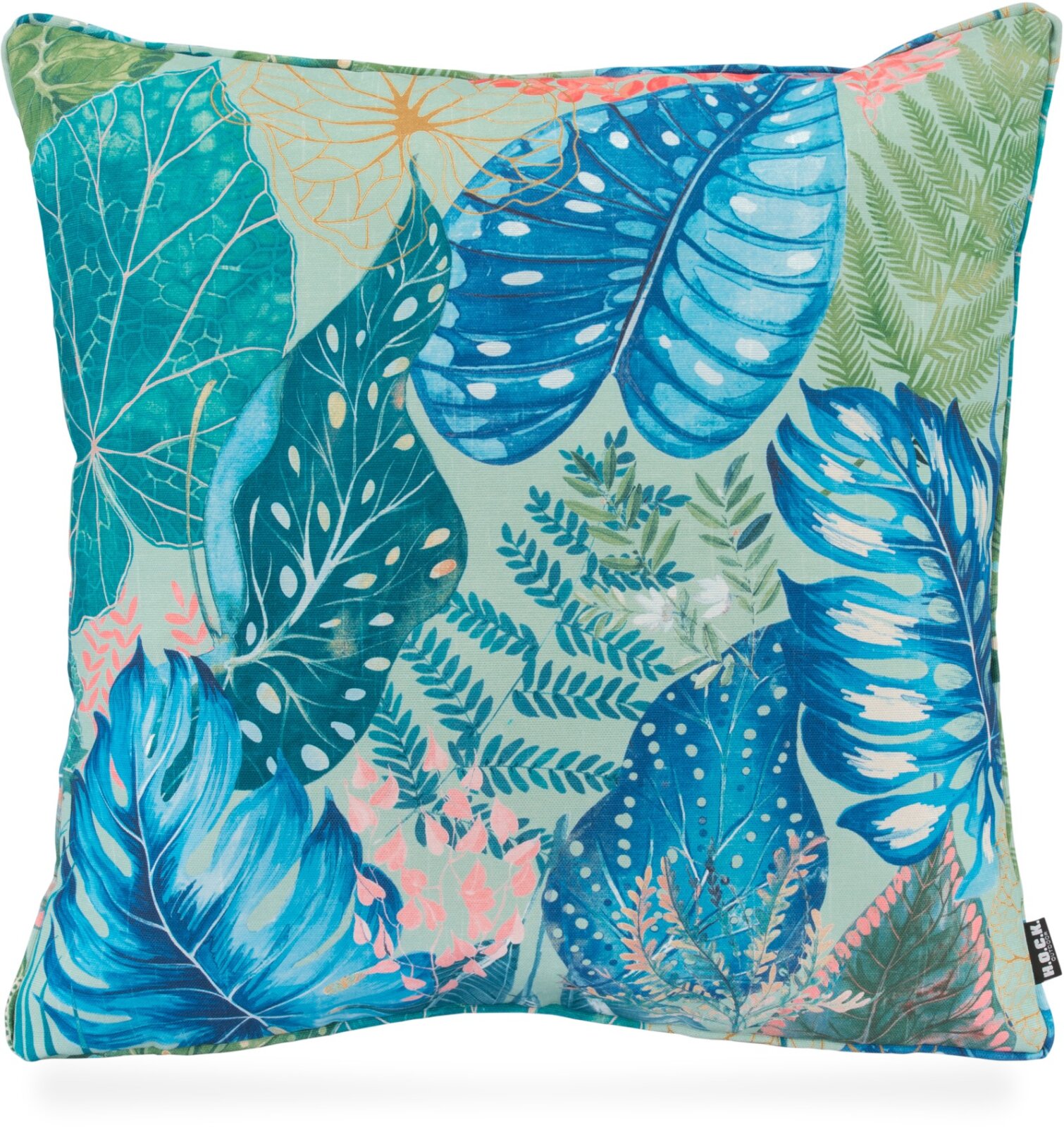 H.O.C.K. Bora Outdoor Kissen 50x50cm mit Keder col. 03 aqua grün blau floral allover